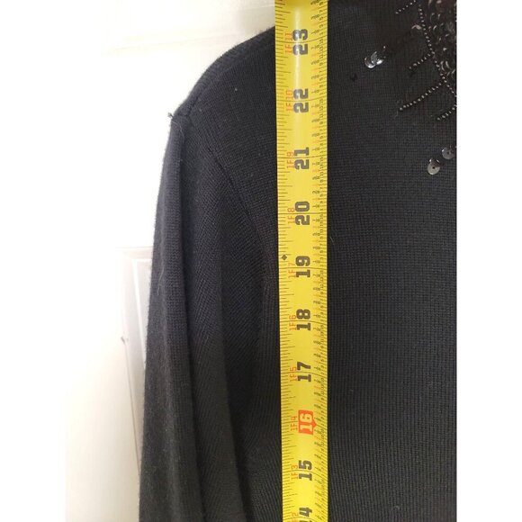 Talbots Black Sequined Cardigan Sweater Size XL 100% Pure New Wool - Picture 9 of 14